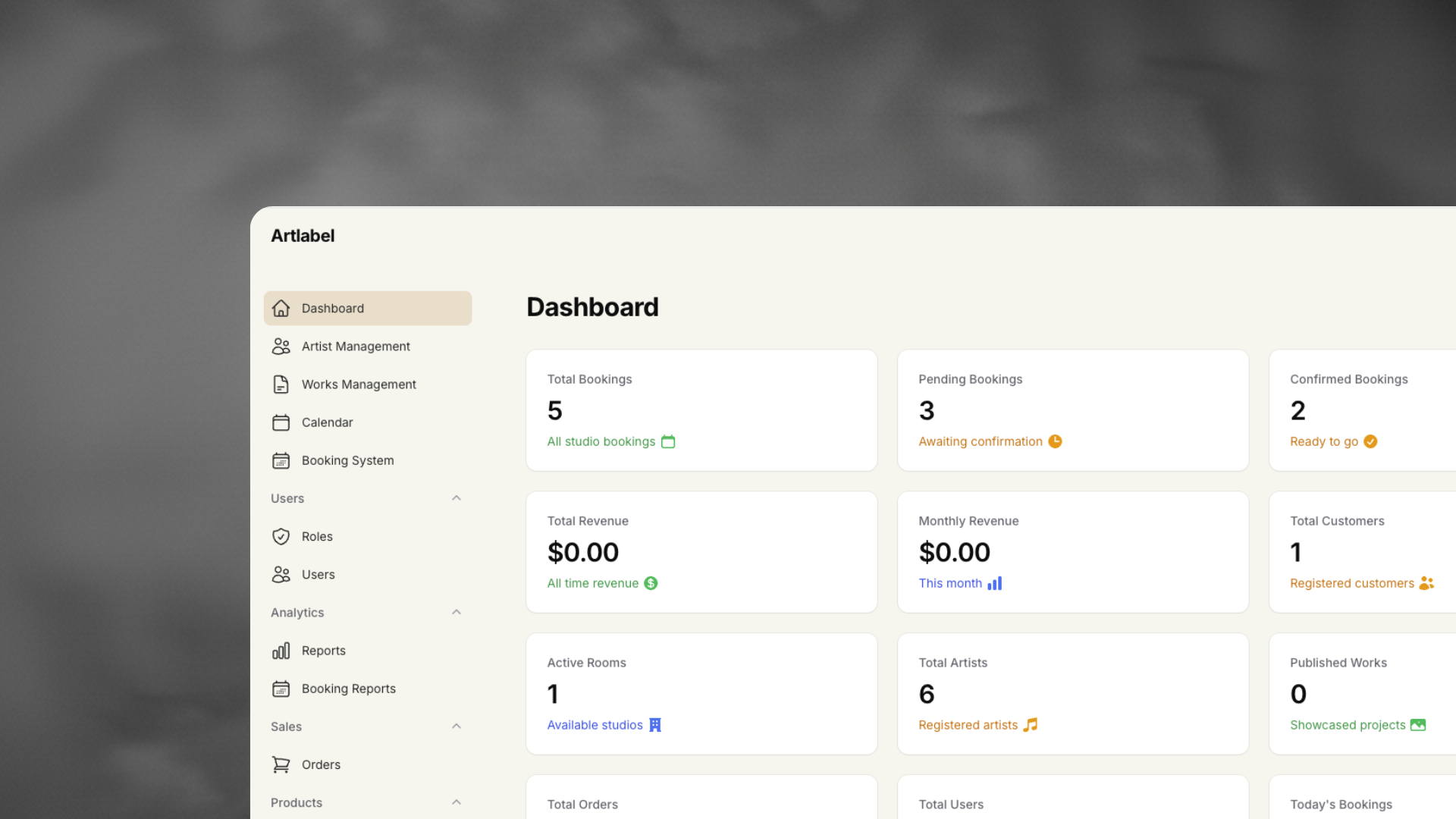 Dashboard Booking App to manage your bookings